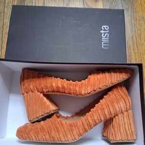 Miista Orange Textured Heels